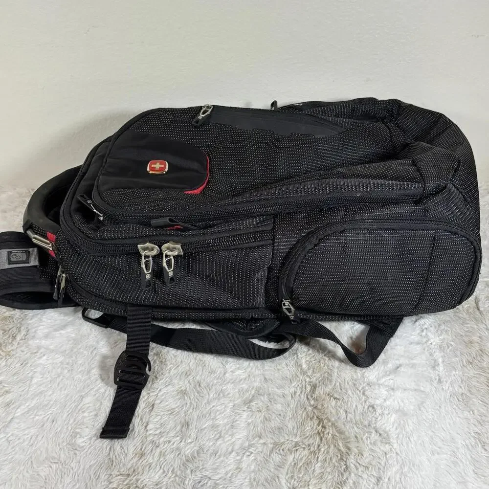 SwissGear Wenger Backpack Laptop Travel Bag Insulated Cooler Pocket Black Red